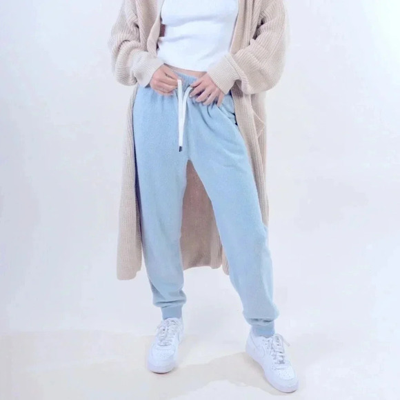 Feat Women's Blanket Blend Soft Cozy Fleece Joggers in BurrBlue Size Small - Picture 1 of 6